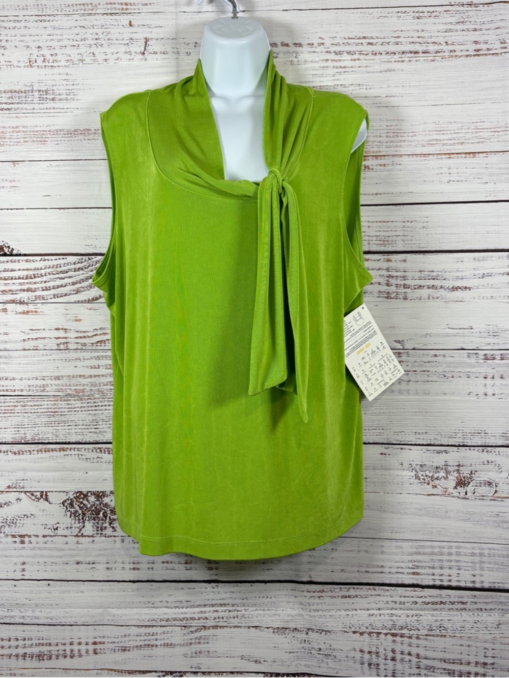 Citiknits Green Tie Neck Sleeveless Blouse